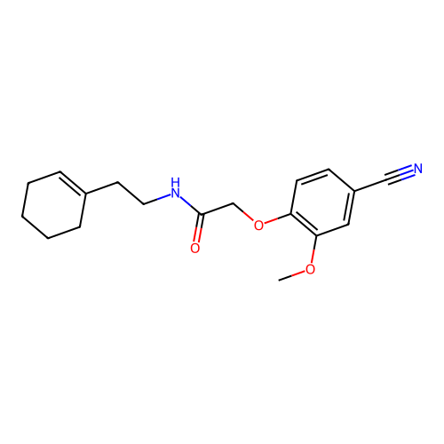 2-(4-cyano-2-methoxyphenoxy)-N-[2-(cyclohexen-1-yl)ethyl]acetamide structure