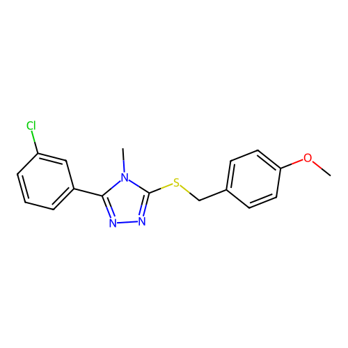 3-(3-chlorophenyl)-5-[(4-methoxybenzyl)sulfanyl]-4-methyl-4H-1,2,4-triazole structure