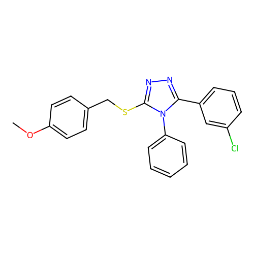 3-(3-chlorophenyl)-5-[(4-methoxybenzyl)sulfanyl]-4-phenyl-4H-1,2,4-triazole structure