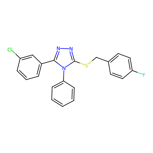 3-(3-Chlorophenyl)-5-[(4-fluorophenyl)methylsulfanyl]-4-phenyl-1,2,4-triazole structure