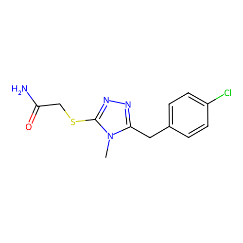 2-[[5-[(4-Chlorophenyl)methyl]-4-methyl-1,2,4-triazol-3-yl]sulfanyl]acetamide structure