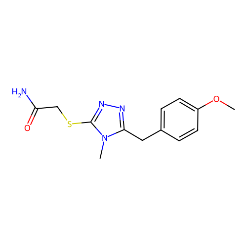 2-[[5-[(4-Methoxyphenyl)methyl]-4-methyl-1,2,4-triazol-3-yl]sulfanyl]acetamide structure