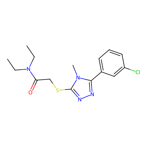 2-{[5-(3-chlorophenyl)-4-methyl-4H-1,2,4-triazol-3-yl]sulfanyl}-N,N-diethylacetamide structure