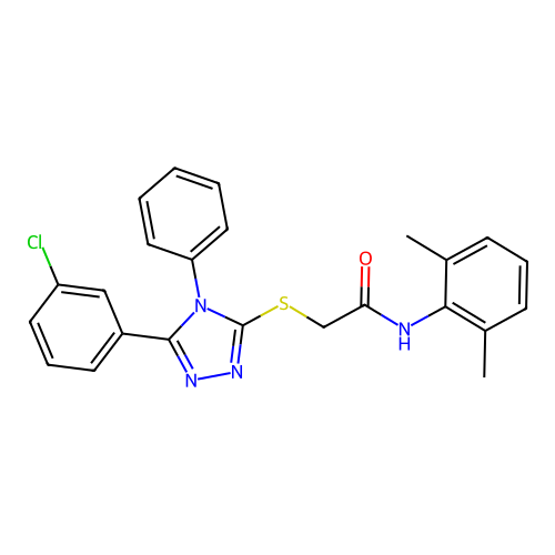 2-[[5-(3-chlorophenyl)-4-phenyl-1,2,4-triazol-3-yl]sulfanyl]-N-(2,6-dimethylphenyl)acetamide structure