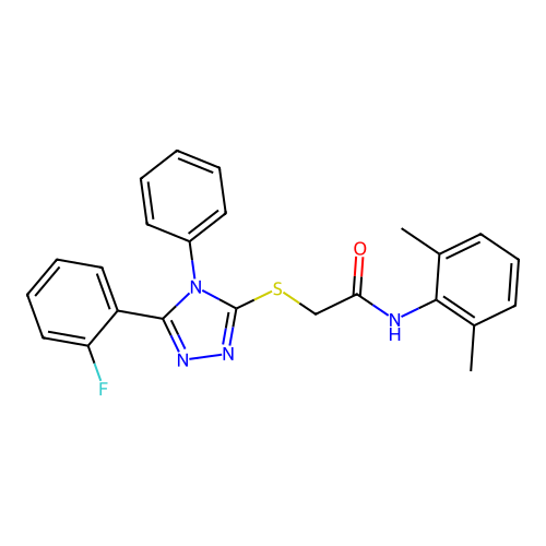 N-(2,6-dimethylphenyl)-2-[[5-(2-fluorophenyl)-4-phenyl-1,2,4-triazol-3-yl]sulfanyl]acetamide structure