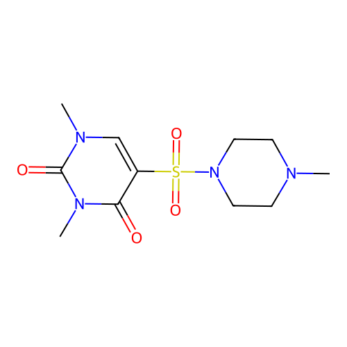 1,3-dimethyl-5-((4-methylpiperazin-1-yl)sulfonyl)pyrimidine-2,4(1H,3H)-dione structure