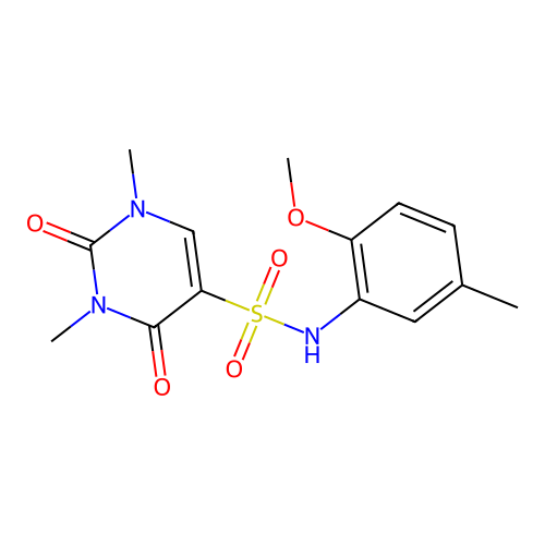 N-(2-methoxy-5-methylphenyl)-1,3-dimethyl-2,4-dioxopyrimidine-5-sulfonamide structure