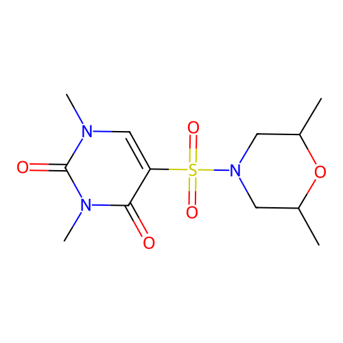 5-(2,6-Dimethylmorpholin-4-yl)sulfonyl-1,3-dimethylpyrimidine-2,4-dione structure