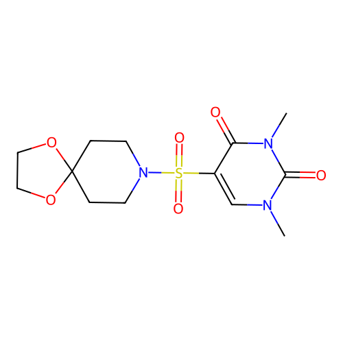 5-(1,4-Dioxa-8-azaspiro[4.5]decan-8-ylsulfonyl)-1,3-dimethylpyrimidine-2,4-dione structure
