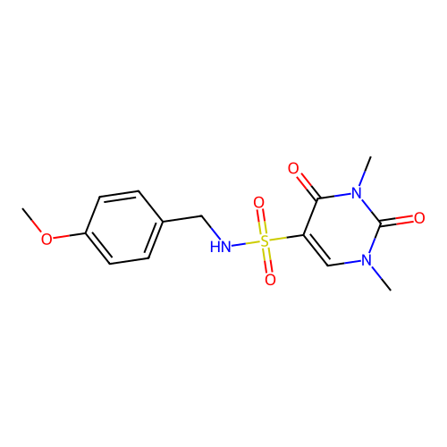 N-[(4-methoxyphenyl)methyl]-1,3-dimethyl-2,4-dioxopyrimidine-5-sulfonamide structure