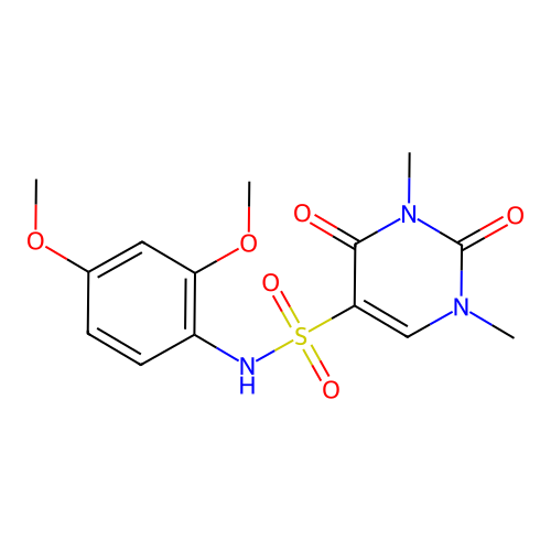 N-(2,4-dimethoxyphenyl)-1,3-dimethyl-2,4-dioxo-1,2,3,4-tetrahydropyrimidine-5-sulfonamide structure