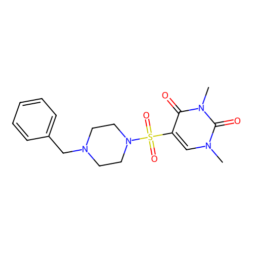 5-(4-Benzylpiperazin-1-yl)sulfonyl-1,3-dimethylpyrimidine-2,4-dione structure