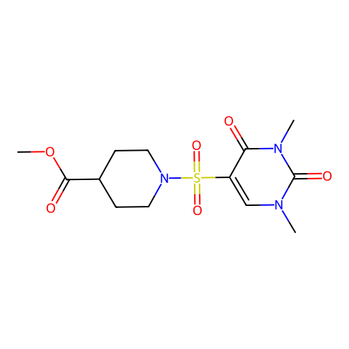 Methyl 1-(1,3-dimethyl-2,4-dioxopyrimidin-5-yl)sulfonylpiperidine-4-carboxylate structure