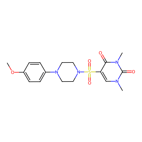 5-[4-(4-Methoxyphenyl)piperazin-1-yl]sulfonyl-1,3-dimethylpyrimidine-2,4-dione structure