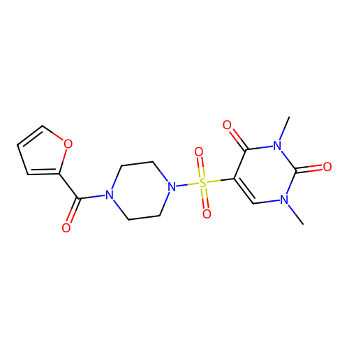5-[4-(Furan-2-carbonyl)piperazin-1-yl]sulfonyl-1,3-dimethylpyrimidine-2,4-dione structure