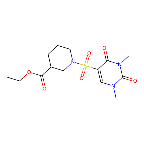 Ethyl 1-(1,3-dimethyl-2,4-dioxopyrimidin-5-yl)sulfonylpiperidine-3-carboxylate structure