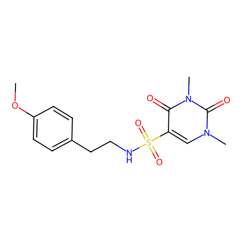 N-[2-(4-methoxyphenyl)ethyl]-1,3-dimethyl-2,4-dioxopyrimidine-5-sulfonamide structure