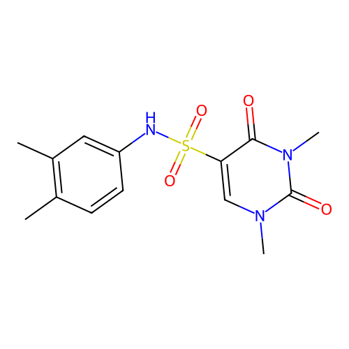 N-(3,4-dimethylphenyl)-1,3-dimethyl-2,4-dioxopyrimidine-5-sulfonamide structure