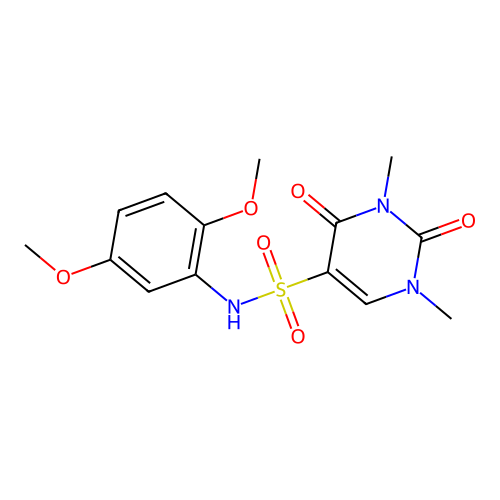 N-(2,5-dimethoxyphenyl)-1,3-dimethyl-2,4-dioxopyrimidine-5-sulfonamide structure