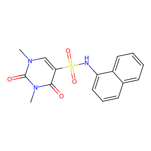 1,3-dimethyl-N-(naphthalen-1-yl)-2,4-dioxo-1,2,3,4-tetrahydropyrimidine-5-sulfonamide structure