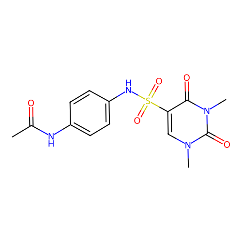 N-[4-[(1,3-dimethyl-2,4-dioxopyrimidin-5-yl)sulfonylamino]phenyl]acetamide structure