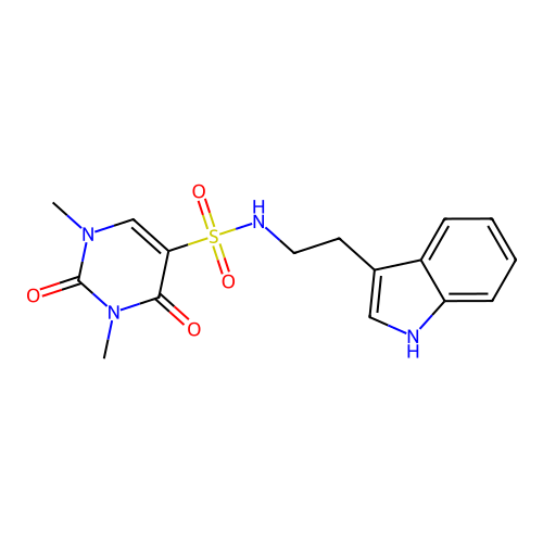 N-[2-(1H-indol-3-yl)ethyl]-1,3-dimethyl-2,4-dioxopyrimidine-5-sulfonamide structure