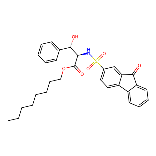(2R,3S)-octyl 3-hydroxy-2-(9-oxo-9H-fluorene-2-sulfonamido)-3-phenylpropanoate structure