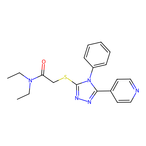 N,N-diethyl-2-[(4-phenyl-5-pyridin-4-yl-1,2,4-triazol-3-yl)sulfanyl]acetamide structure