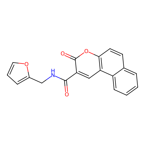 N-(furan-2-ylmethyl)-3-oxobenzo[f]chromene-2-carboxamide structure