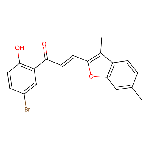 (2E)-1-(5-bromo-2-hydroxyphenyl)-3-(3,6-dimethyl-1-benzofuran-2-yl)prop-2-en-1-one structure