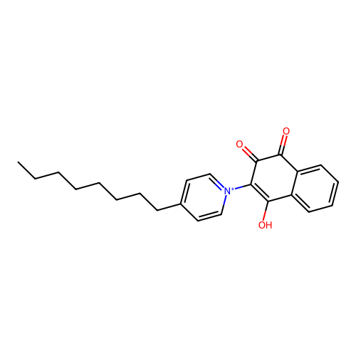 1-(1,4-Dihydro-3-hydroxy-1,4-dioxo-2-naphthalenyl)-4-octylpyridinium structure