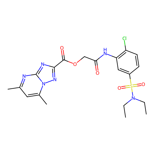 [2-[2-chloro-5-(diethylsulfamoyl)anilino]-2-oxoethyl] 5,7-dimethyl-[1,2,4]triazolo[1,5-a]pyrimidine-2-carboxylate structure