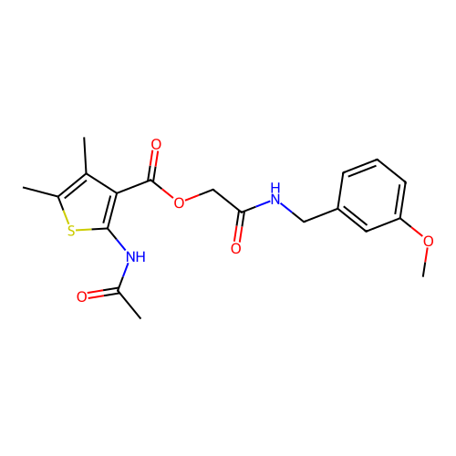 [2-[(3-methoxyphenyl)methylamino]-2-oxoethyl] 2-acetamido-4,5-dimethylthiophene-3-carboxylate structure