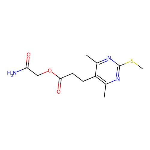 Carbamoylmethyl 3-[4,6-dimethyl-2-(methylsulfanyl)pyrimidin-5-yl]propanoate structure