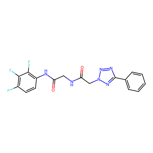 2-[[2-(5-phenyltetrazol-2-yl)acetyl]amino]-N-(2,3,4-trifluorophenyl)acetamide structure