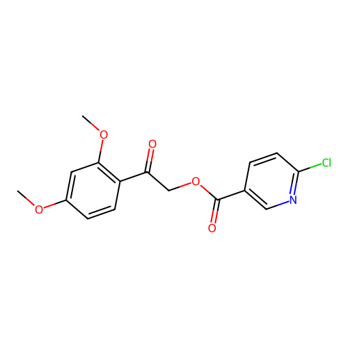2-(2,4-Dimethoxyphenyl)-2-oxoethyl 6-chloropyridine-3-carboxylate structure
