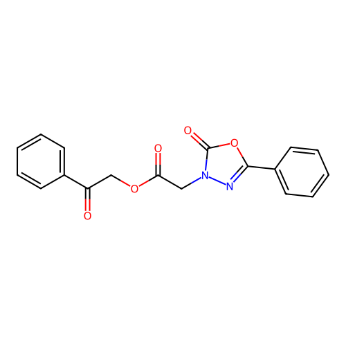 Phenacyl 2-(2-oxo-5-phenyl-1,3,4-oxadiazol-3-yl)acetate structure