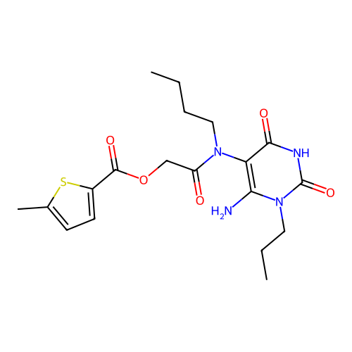 [2-[(6-amino-2,4-dioxo-1-propylpyrimidin-5-yl)-butylamino]-2-oxoethyl] 5-methylthiophene-2-carboxylate structure