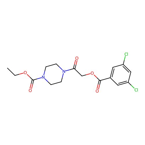 Ethyl 4-[2-(3,5-dichlorobenzoyl)oxyacetyl]piperazine-1-carboxylate structure