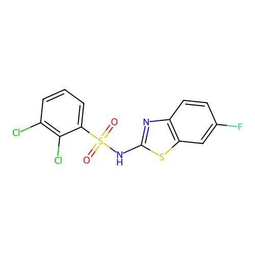 2,3-dichloro-N-(6-fluoro-1,3-benzothiazol-2-yl)benzene-1-sulfonamide structure