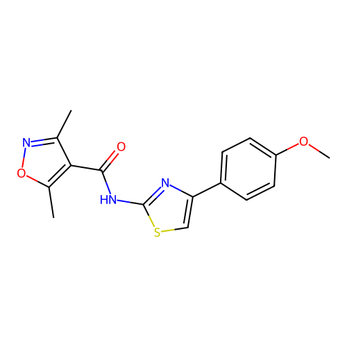 N-[4-(4-methoxyphenyl)-1,3-thiazol-2-yl]-3,5-dimethyl-1,2-oxazole-4-carboxamide structure