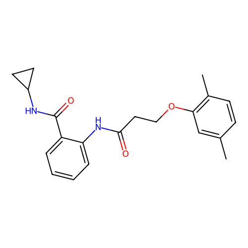 N-cyclopropyl-2-[3-(2,5-dimethylphenoxy)propanoylamino]benzamide structure