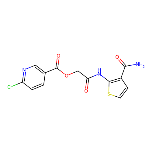 [2-[(3-Carbamoylthiophen-2-yl)amino]-2-oxoethyl] 6-chloropyridine-3-carboxylate structure