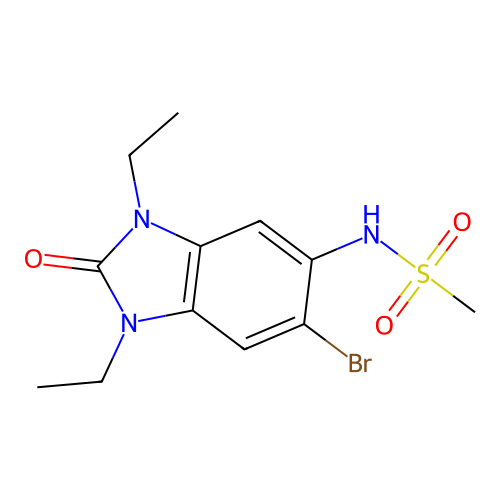 N-(6-bromo-1,3-diethyl-2-oxobenzimidazol-5-yl)methanesulfonamide structure