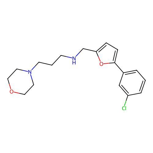N-[[5-(3-chlorophenyl)furan-2-yl]methyl]-3-morpholin-4-ylpropan-1-amine structure