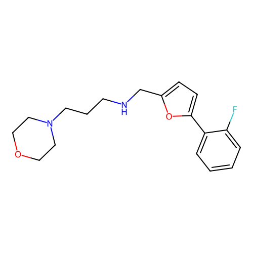 N-[[5-(2-fluorophenyl)furan-2-yl]methyl]-3-morpholin-4-ylpropan-1-amine structure