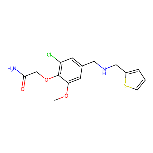 2-[2-Chloro-6-methoxy-4-[(thiophen-2-ylmethylamino)methyl]phenoxy]acetamide structure