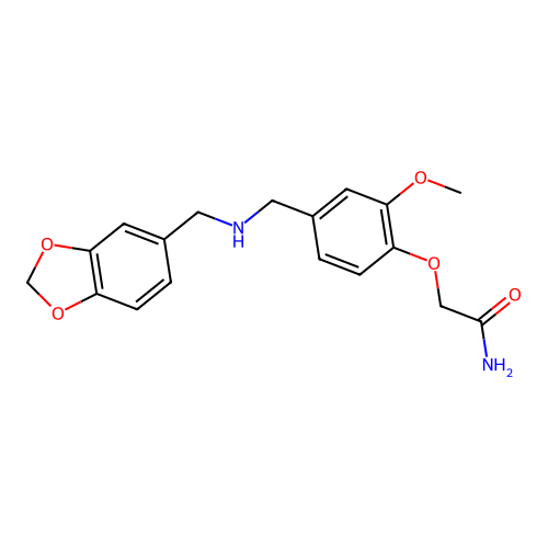 2-[4-[(1,3-Benzodioxol-5-ylmethylamino)methyl]-2-methoxyphenoxy]acetamide structure