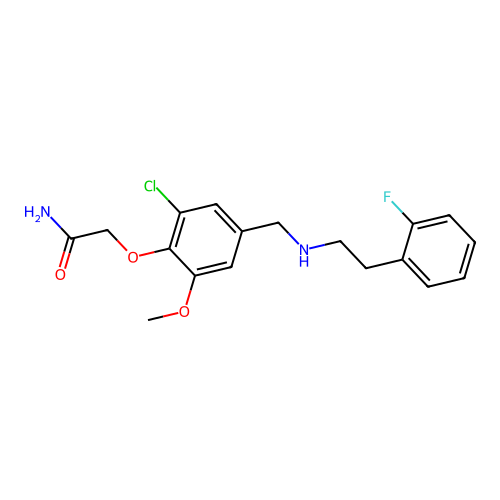 2-[2-Chloro-4-[[2-(2-fluorophenyl)ethylamino]methyl]-6-methoxyphenoxy]acetamide structure