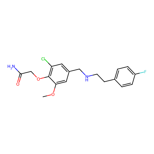 2-[2-Chloro-4-[[2-(4-fluorophenyl)ethylamino]methyl]-6-methoxyphenoxy]acetamide structure
